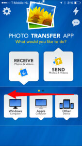 De apparaten die je kan benaderen vanuit dePhoto Transfer App