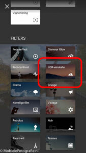 Het filter HDR-emulatie in Snapseed.