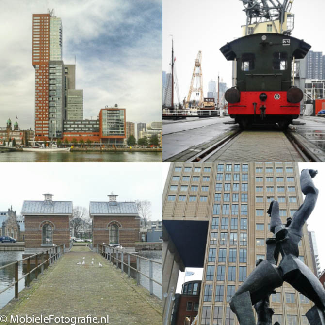 Layout collage van een aantal foto's van Rotterdam.