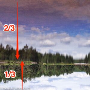 De omgedraaide foto van het Noorse meertje: 2/3 spiegeling en 1/3 landschap. iPhone 4s