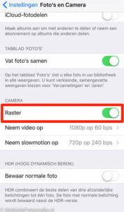 iPhone (IOS): Raster aan of uit zetten.